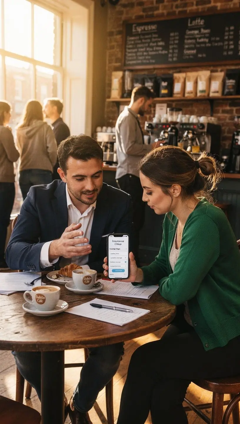 An agent conducting a virtual meeting with clients about their auto insurance needs.
